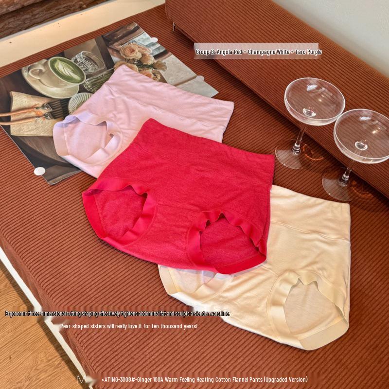 

3008# Women s High Waist Antibacterial Cotton Flannel Seamless Triangle Underwear with Extended Crotch and Warm Feel. 2XL (160-195 jin)