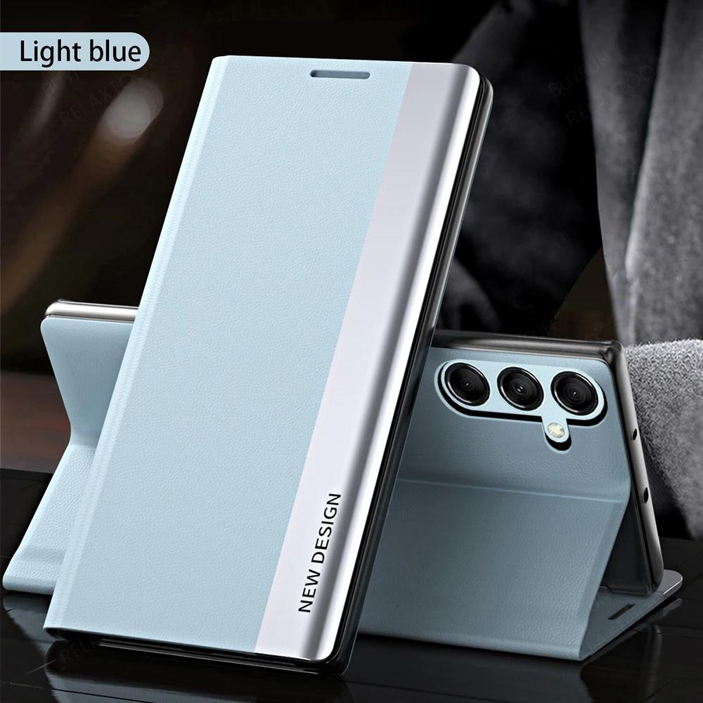 Vergulde Magnetische Case Voor Samsung A55 5G A56 A36 A26 A16 A15 A35 A25 A54 A14 A34 A53 A33 A13 A52S Lederen Stand Flip Telefoonhoes A25 5G
