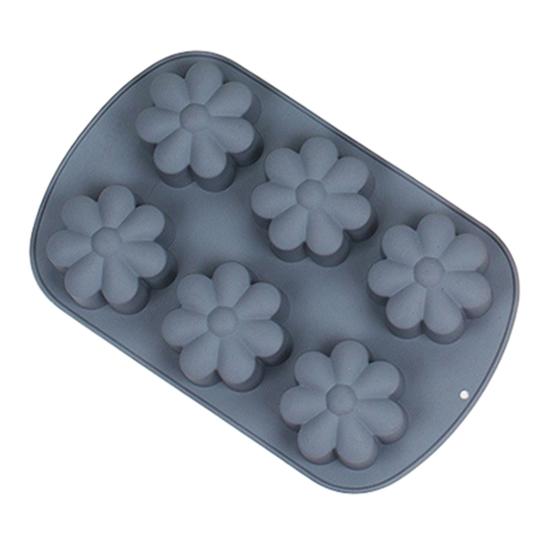 6-Cavity Flower Silicone Mold Non-stick Food Grade Easy Release DIY Candy Pudding Chocolate Fondant Cookies Jelly Baking Mold