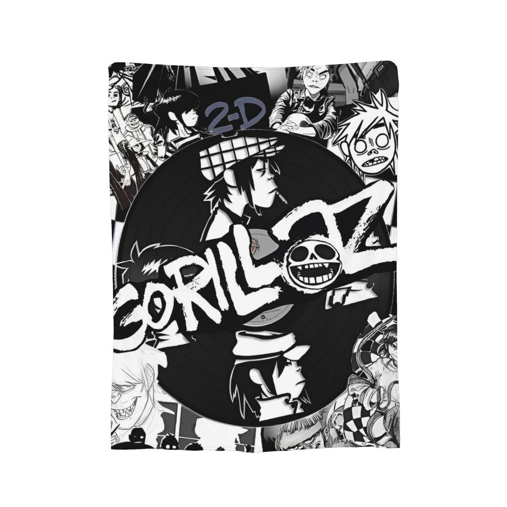 Gorillazs Rock Music Knitted Blanket Flannel Lightweight Throw Blanket for Outdoor Travel Bedroom Quilt