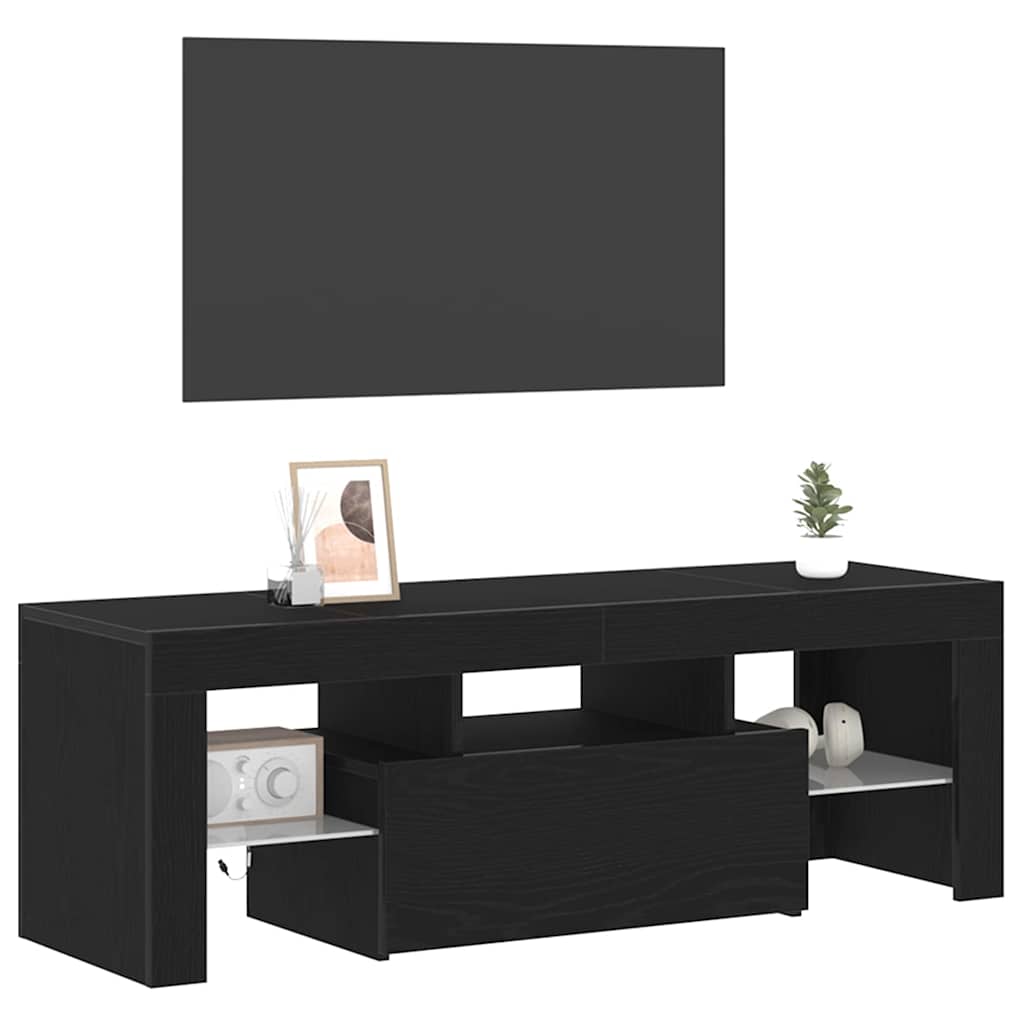 TV Stand Black Oak Effect 120 x 35 x 40 cm Engineered Wood