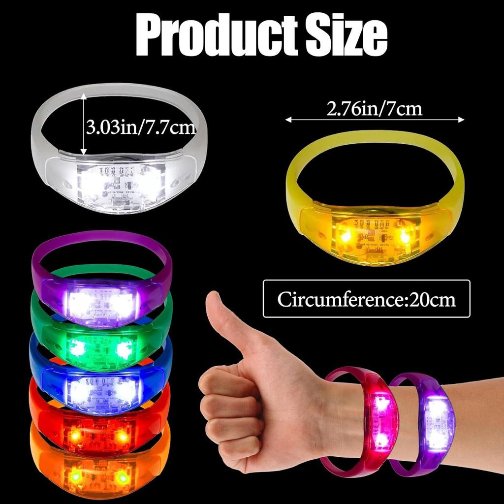 10 Pulseiras LED Ativadas por Som com LED Estroboscópico Piscante Controle de Música Acende para Rave, Prêmios de Jogos Lembrancinha de Festa de Aniversário Presente de Dia dos Namorados