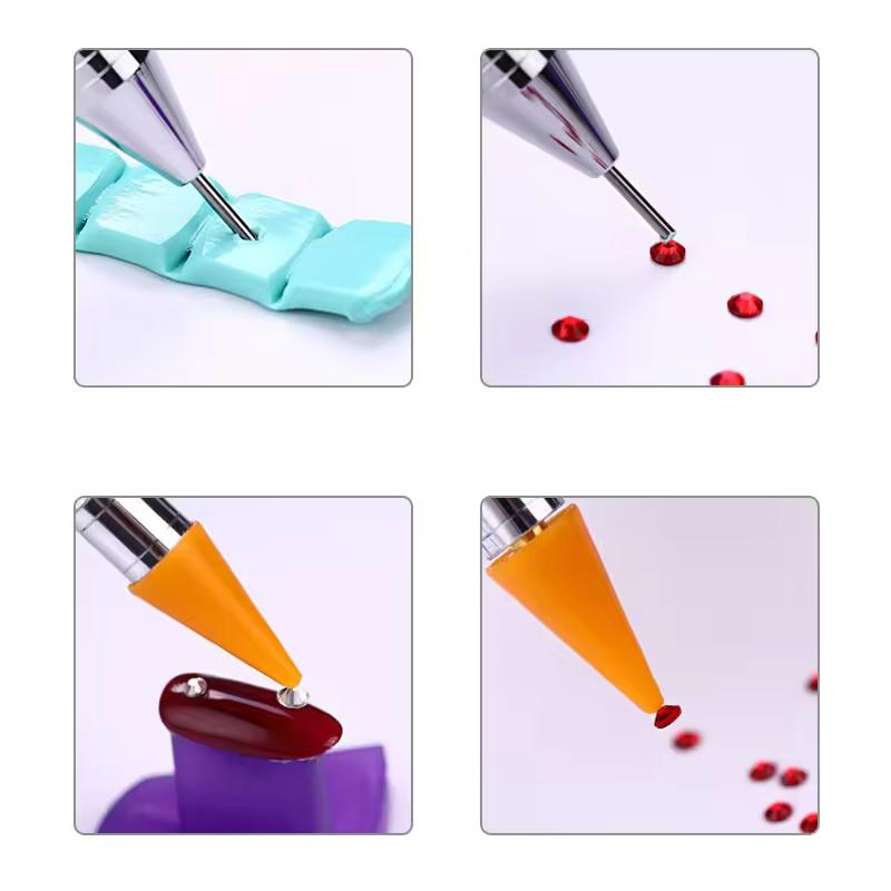 Pic à Strass à Cire pour Ongles Stylo à Points Stylo à Cire Double Pointe pour Strass Pointe Outil d'Art pour Ongles Cristal & Pierre Précieuse pour Manucure DIY