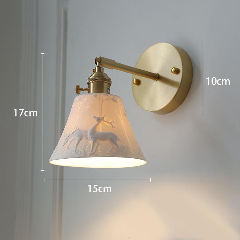 Japanese Retro Brass Wall Lamp Modern Nordic Bedside Mural Simple Bathroom Mirror Mirror Headlight