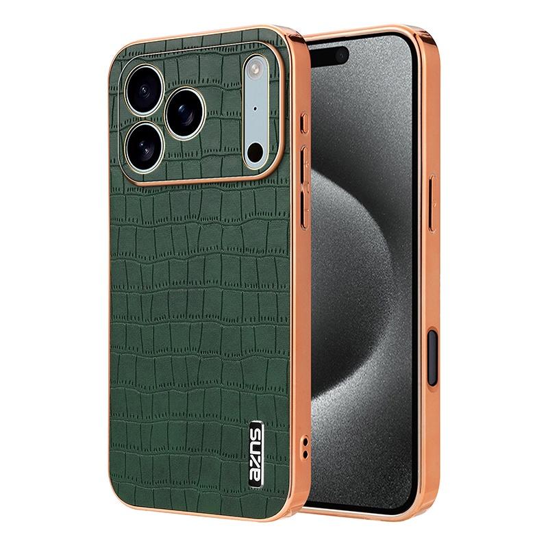 

Crocodile Pattern Electroplating Design PU Leather Phone Case For iPhone 17 Air 17 Pro Max 16 15 14 13 12 11 Pro Max Back Cover iPhone 15 зелёный