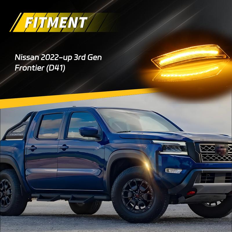 2Pcs Front Corner Side Marker Light Fender Light Turn Signal Light Reflector Light With LED For 2024+ Nissan Frontier