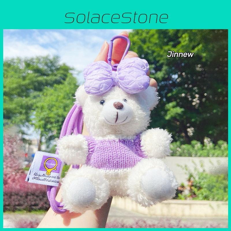 Bear Plush Bow Toy Cartoon Animal Doll Keychain Backpack Pendant Holiday Gift