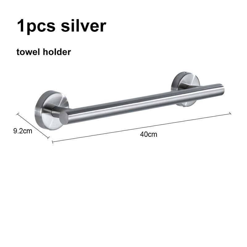 Bathroom Accessories Hardware Set Robe Hook Towel Rail Bar RackRound Black Stainless Steel Shelf Tissue Toilet Paper Holder DIY