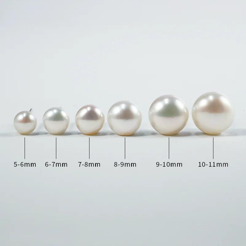 Trumium 100% 925 Silver Handpicked Freshwater Natural Pearl Stud Earrings for Women High Quality Simple Pearl Earring