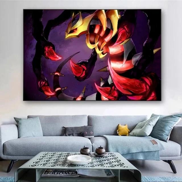 Pokemon Japanese Anime Peripheral Pikachu Charizard Giratina Wall Art Poster Decor Canvas PaintingModern Room Decorate Picture