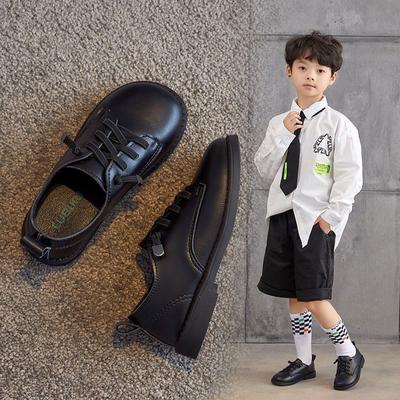 Jungen Schwarze Lederschuhe Weiches Leder Weiche Sohlen Show Frühling Show Kleine Mädchen Britische Schüler Kinderschuhe Große Kinder Einzelne Schuhe