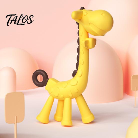 Weiches Beißspielzeug für Neugeborene Baby-Giraffe Zahnungs-Kleinkinder, Lebensmittelgeeigneter Silikon-Stick Zahnfleischpflege, Tragbarer Beruhigender Reise-Beißring BPA-Frei 0-12 Monate,