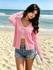 2026 Summer Hollow-Out Women's Soft Knit Cover-up - European & American Loose Long Sleeve Style