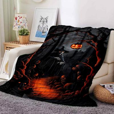1pc Halloween Spooky Soft Warm Throw Blanket Nap Blanket For Couch Sofa Office Bed Camping Travel,Comfortable, Warm1041