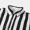 Men's Hawaiian Casual Striped Print Top Loose Comfort Short Sleeve Shirt
