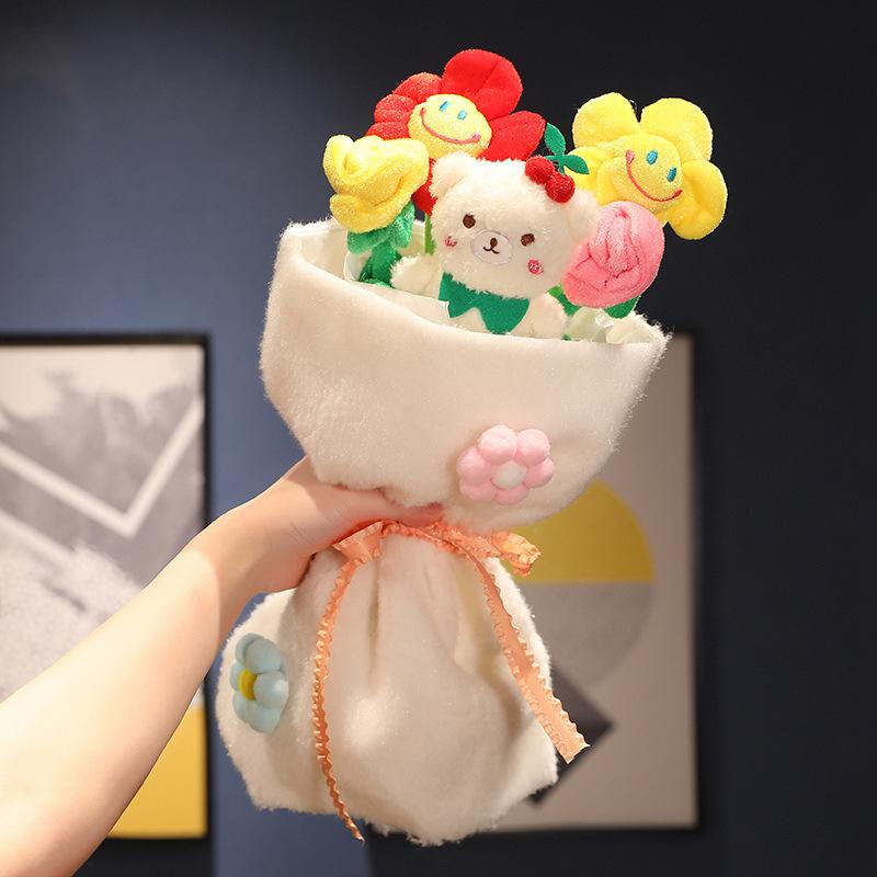 Cartoon Flower Animation Sun Bouquet Rose Plush Graduation Season Doctor'S Dress To Give Girlfriend And Girlfriend Birthday Gift