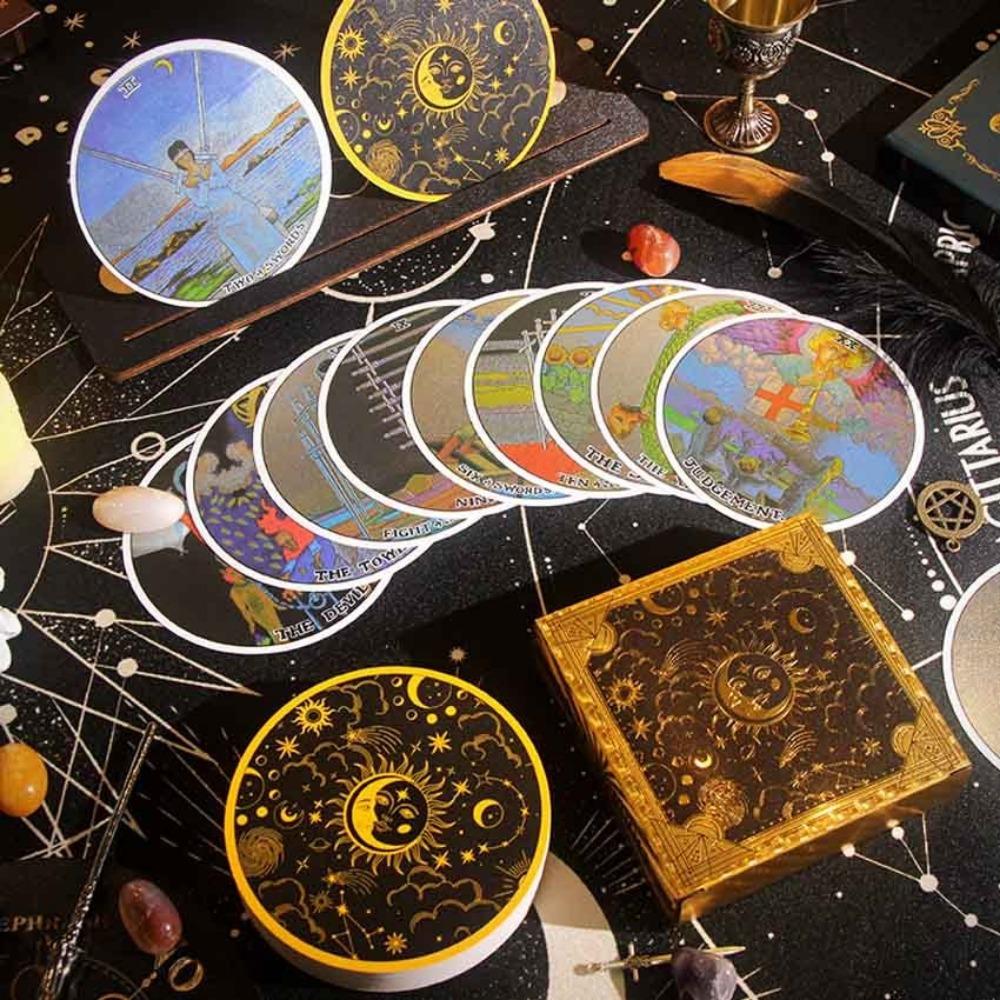 PVC Classic Learning of Plastic Circular Card Deck Tarot Games 10x10 Cm Waterproof 78 Pcs Cards