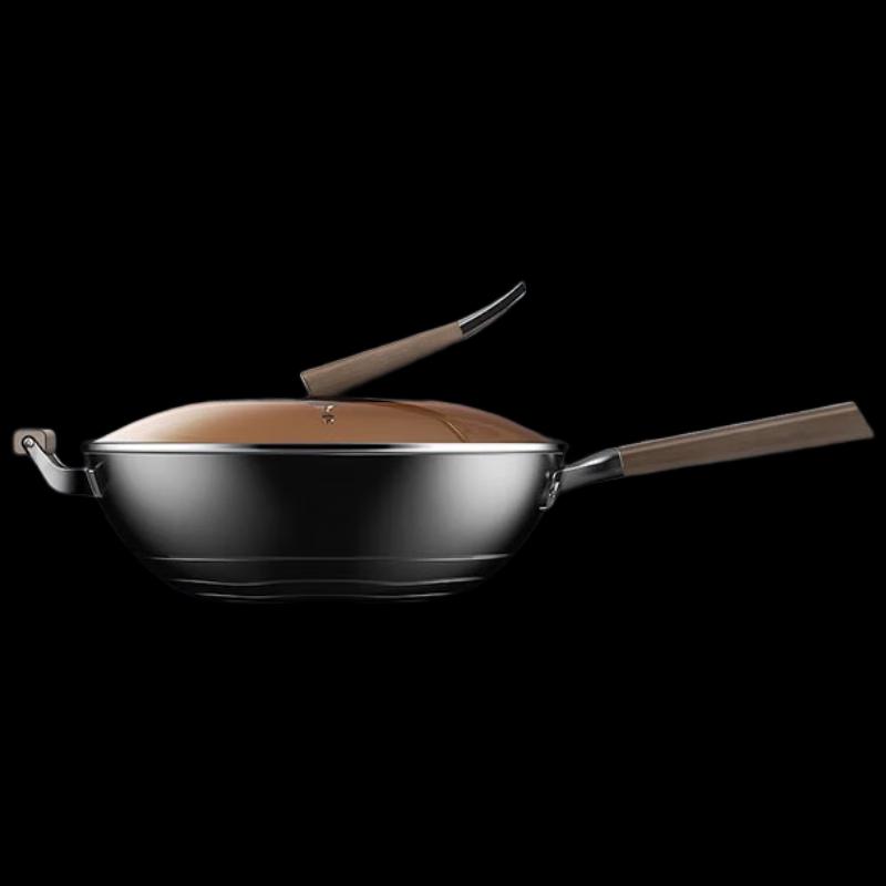 Kumbach 32cm Coating-Free Cast Iron Stir-Fry Wok