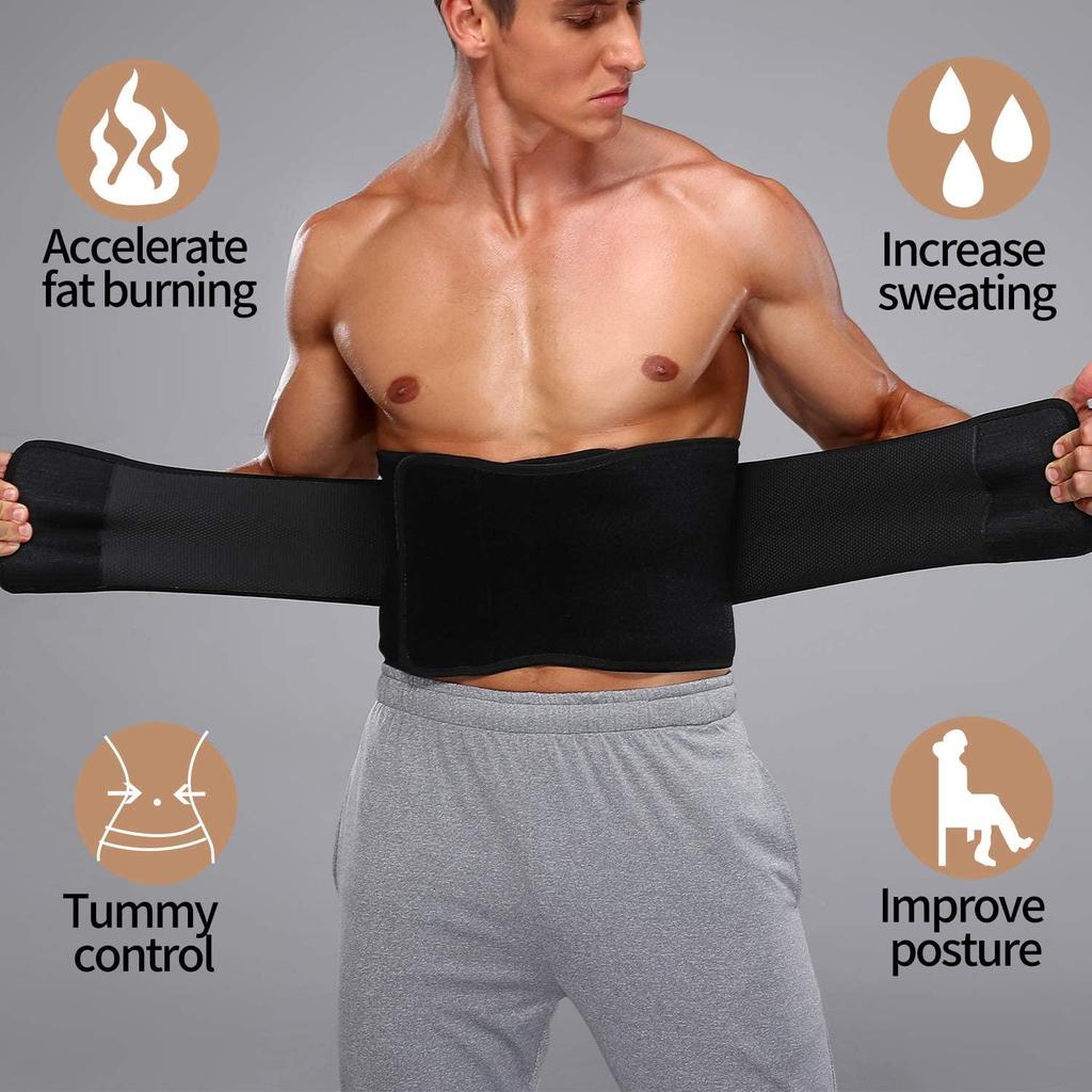 Men Sauna Waist Trainer Sweat Trimmer Belt Weight Loss Workout Fitness Compression Eraser Body Shaper