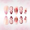 Cherry Blossom Embossed Gold-Plated 3D Press-On Gel Nails - 24 Pieces