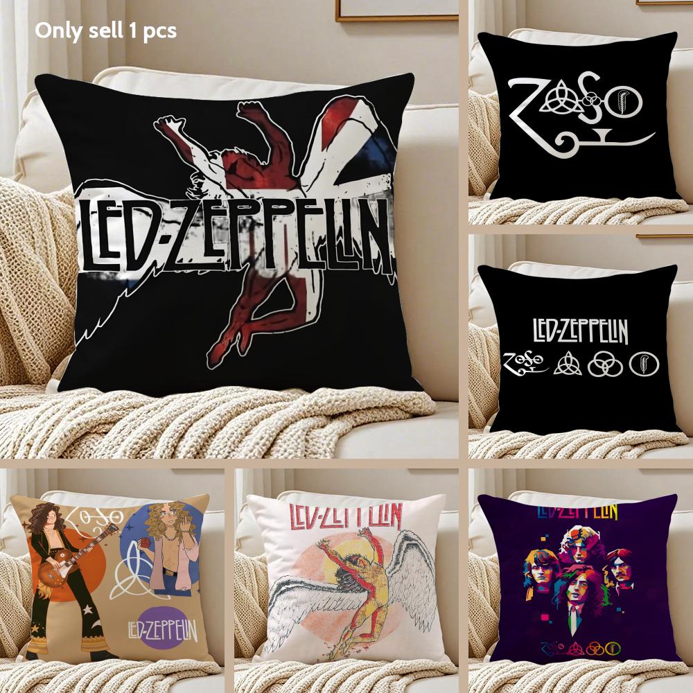 Band Lled Zzeppelin Cushion Cover Silky Short Plush Sofa Pillow Cover Hidden Zipper Soft Dustproof Case for Home Decor