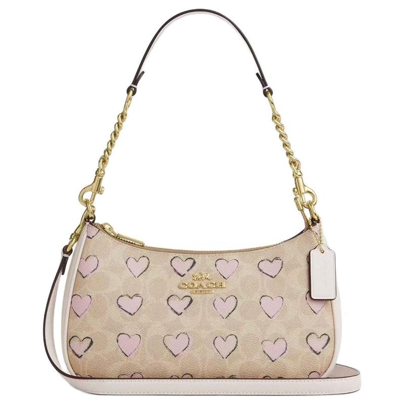 

COACH Chinese Valentine s Day Limited TeriSignature 25 Classic Logo Love Print Artificial Leather Hand Crossbody Shoulder Bag Medium Women s Beige белый