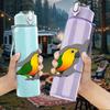 1PC Parrot Bird Pattern 750ml Color Plastic Sports Water Bottle Leakproof Flip Straw Lid Suitable for Sports Office Home Use
