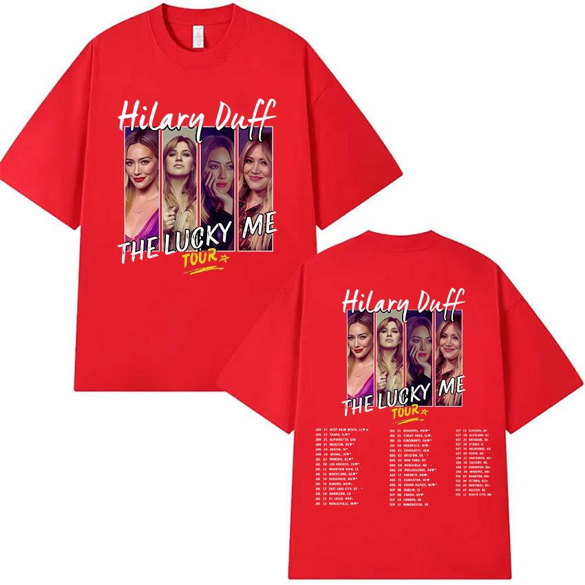 

Hilary Duff The Lucky Me Tour 2026 Graphic T Shirts Unisex Women Hip Hop Vintage Short Sleeve Tshirt 100 Cotton Tshirt Streetwear S