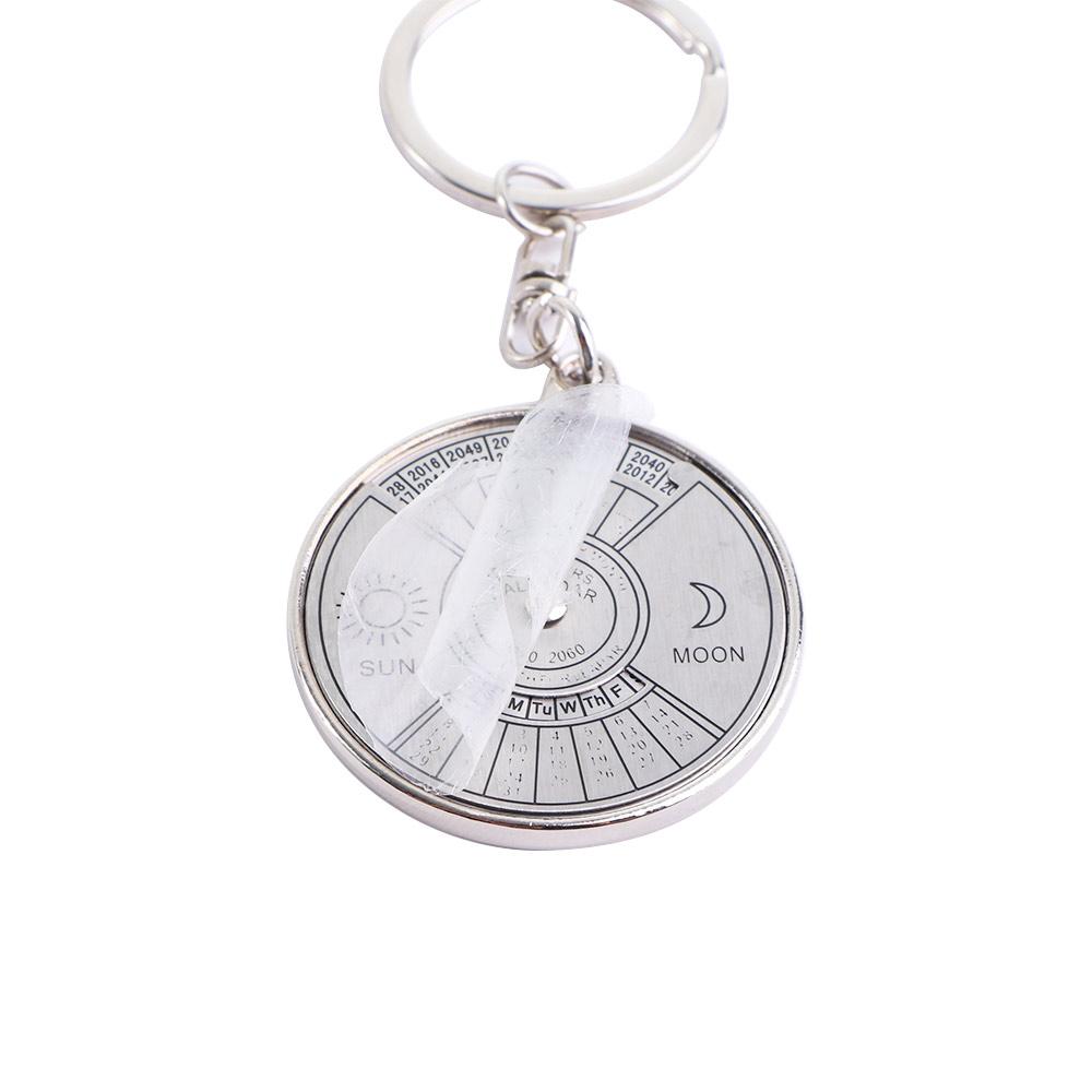 Compass Key Chain 2010 To 2060 3D Zinc Zinc Alloy Silver 50 Years Perpetual Calendar Keyring Keychain