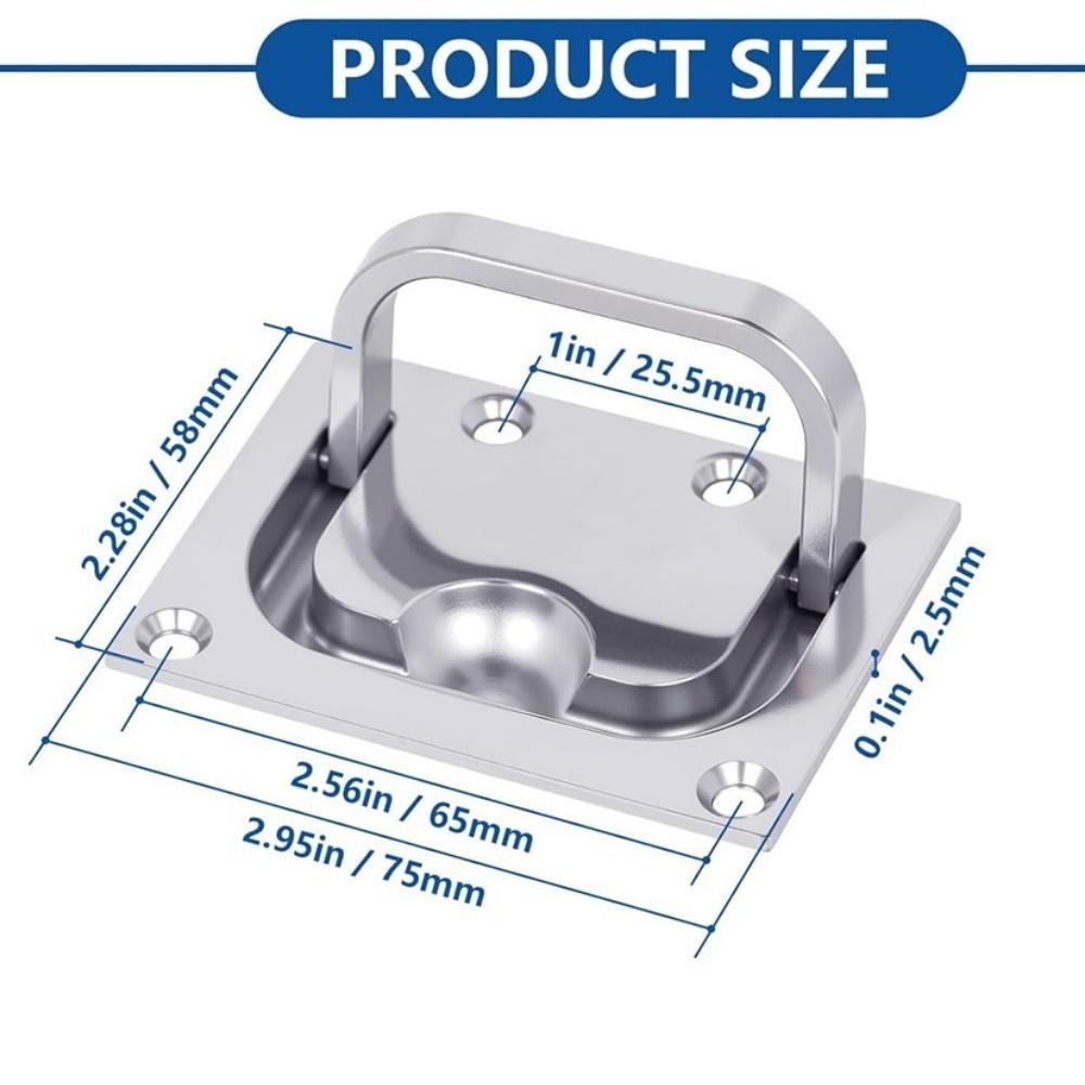316 Stainless Steel Flush-Mount Handles – 75x58x9mm Marine Deck Hatch Pulls – 1/2/4 Pack – Mirror Polished For Toolboxes, Furniture, Floors
