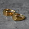 Men's Square Flat-Top Signet Ring for Men Jewelry, Stainless Steel Vintage High Polished Gold Color Round Male Jewellery Gift
