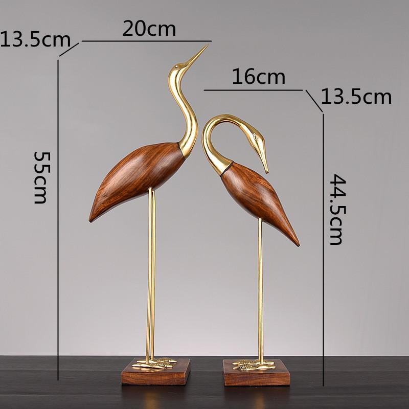 Wooden Pot Ornament Crane Bird Swan Simulation Animal Sculpture Brass Metal Sculpture Home Decoration Decorative Figurines