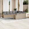 Vidaxl 10-Cz. Garden Furniture Set With Cushions, Beige, Poly Rattan