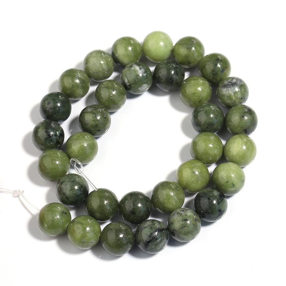4/6/8/10/12mm Natural Stone Beads Green Round Southern Jade Loose Spaced Beads For DIY Handmade Bracelet Necklace Jewelry