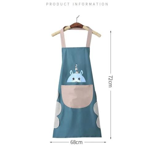 HUQIDAO Waterproof Apron Set of 2, Neck-Hanging Cafe Apron, Stylish H-Shaped Apron with Pockets, Adjustable, Solid Color, Cafe Style, Unisex (Pink and