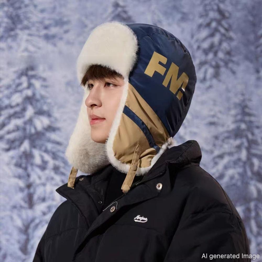Winter Knit Trapper Hat Fleece Lined Thickened Earflap Beanie Windproof Warm Cold Weather Cap