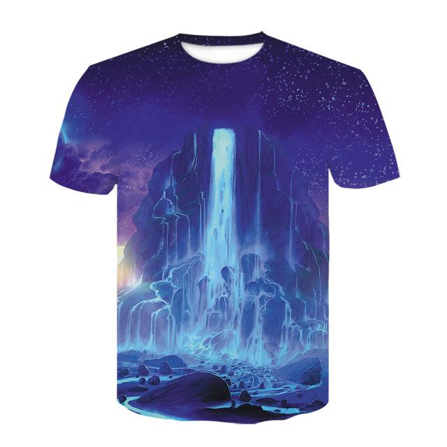 Pánské 3D potištěné tričko s krátkým rukávem a kulatým výstřihem, ležérní, stylové a trendy letní oblečení