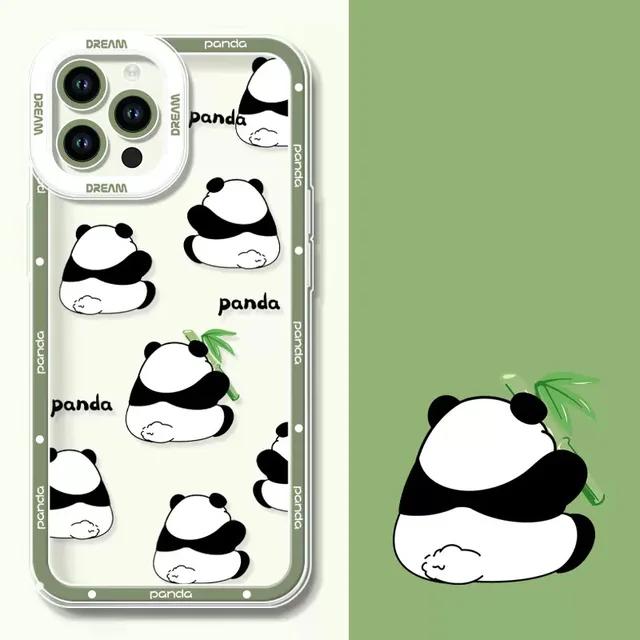 

Милый прозрачный чехол для телефона с изображением панды для iPhone 15 14 13 12 11 Pro Max Mini X XR XS 7 8 Plus SE, защитный чехол с рисунком из мультфильма, мягкий чехол For iPhone 15ProMax