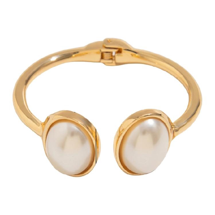 Современный браслет с жемчугом, открытым дизайном и ручной обработкой краев. Стильный браслет для минималистичной эстетики. 1