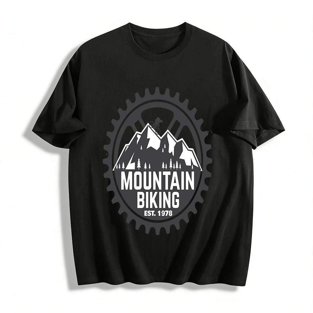Vintage Mountain Biking Print Tee EST.1978 Gear & Mountain Outdoor Top Pure cotton T-shirt XXS