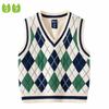 Spring and Autumn Rhombus Vest V-neck Top Wool Children's Clothing