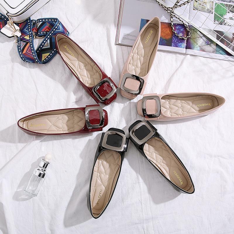 Spring Summer Flats Women Shoes Elegant Office Ladies Shoes Soft Black Red Plus Size 43