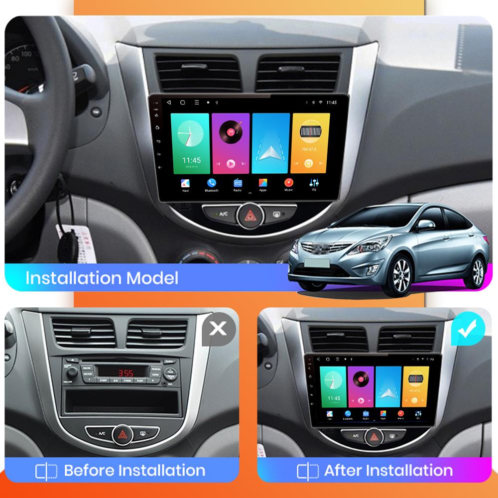 Car Radio Android Auto Carplay For Hyundai Solaris Accent Verna 2010-2016 Multimedia Player Head Unit Stereo GPS Navigation BT WIFI 1+16GB