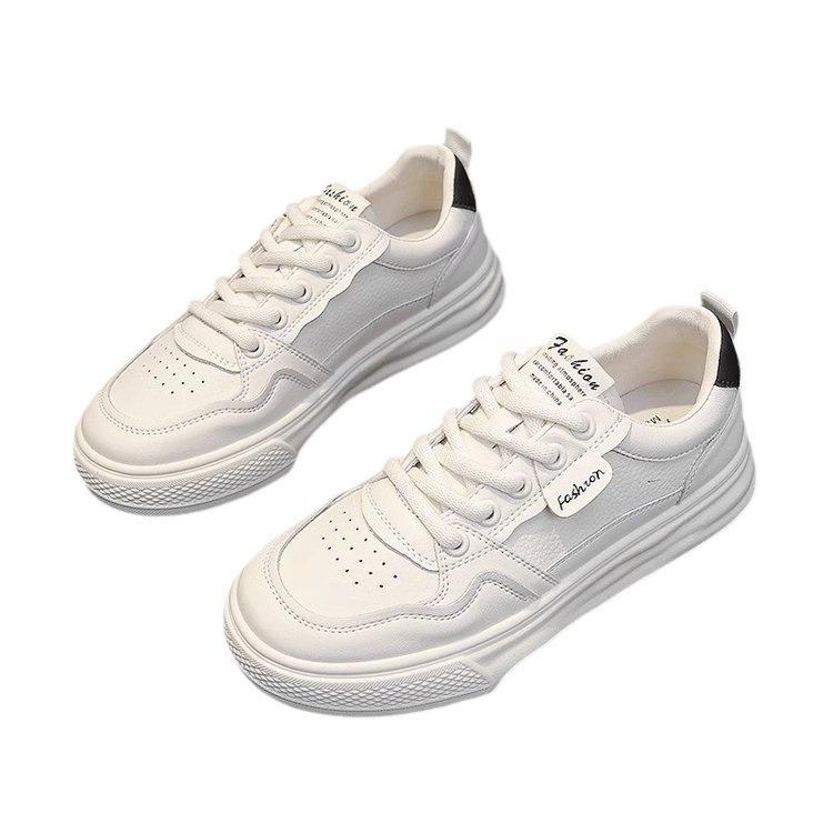 Thick-soled fashion versatile little white shoes women's 2025 autumn new versatile leather surface casual sports low-top board shoes ins