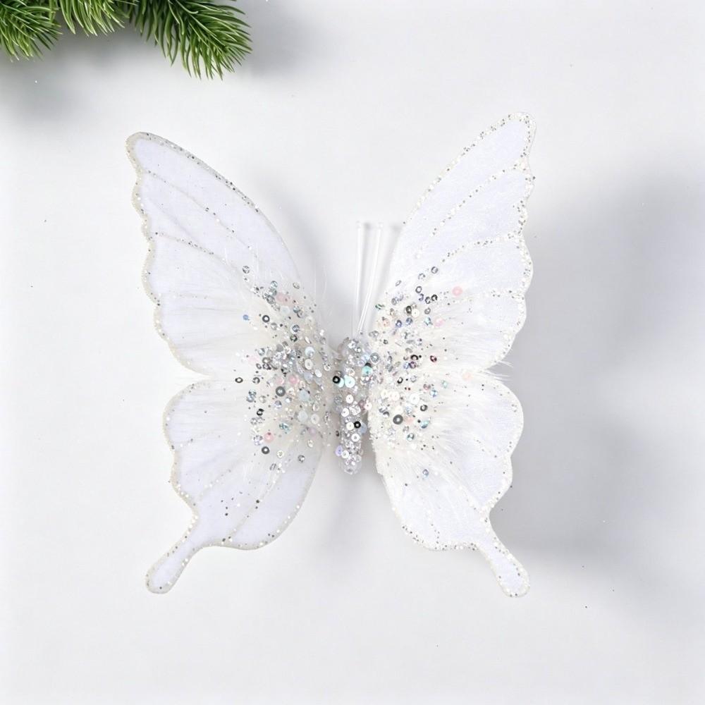 Sparkling Glitter Butterfly Christmas Flower Sequins Christmas Butterfly Pendant Christmas
