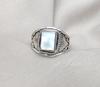 Mother of Pearl Ring: Vintage Boho 925 Sterling Silver Gemstone