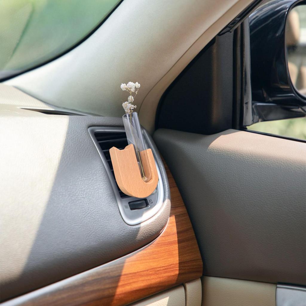Auto Blumenvase Lüftungsschlitzklemme Luftauslass Glas Vermehrung Pflanzenhalter Holz Automobil Ästhetische Innendekoration für Limousine