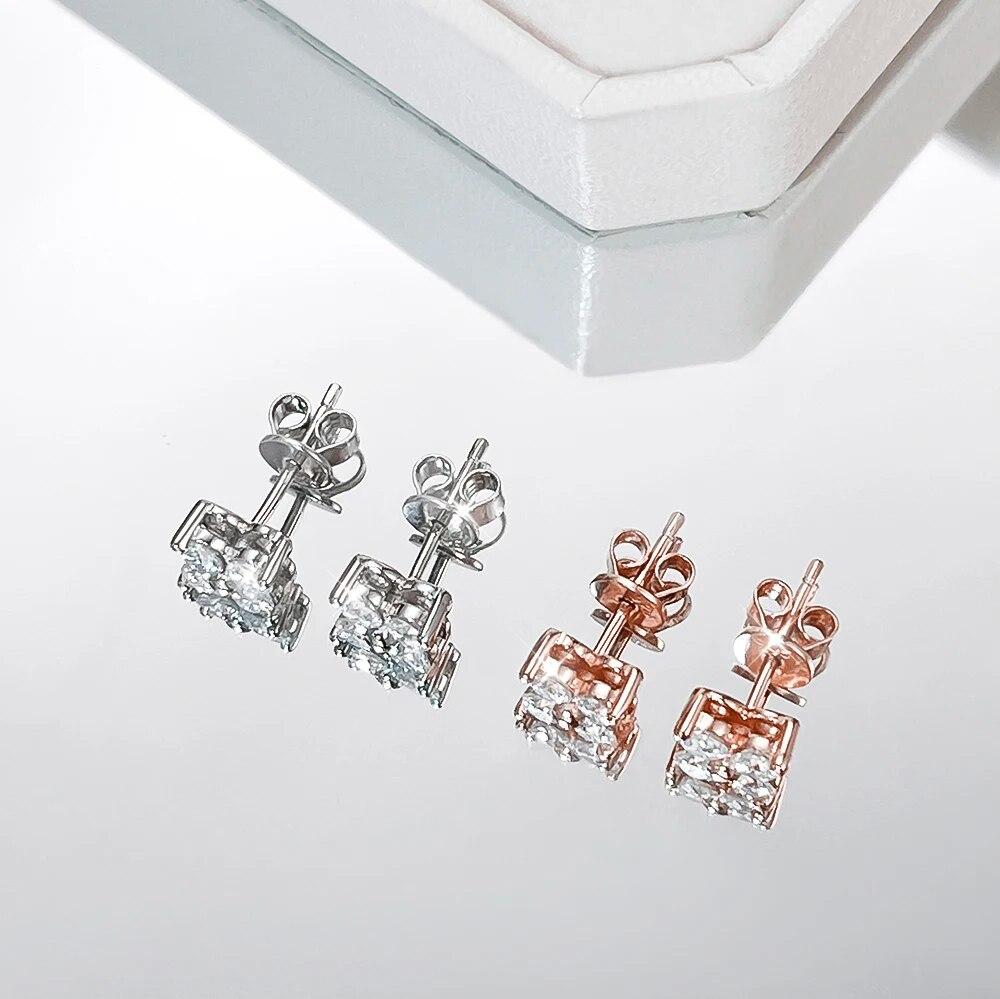 Trendy D Color 0.1CT 3mm Clover Moissanite Stud Earrings For Women Party Fine Jewelry S925 Sterling Silver Diamond Earring