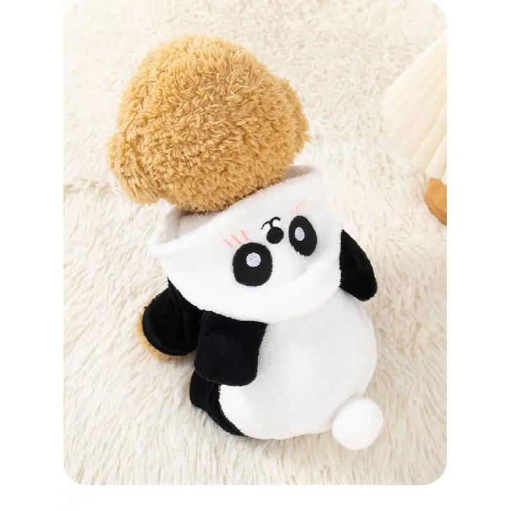 Zimní psí kabát Panda Kostým Teplý Čtyřnohý Obleček Teddy Bišonek Oblečení pro kočky Proti línání Zesílený Psí kostým
