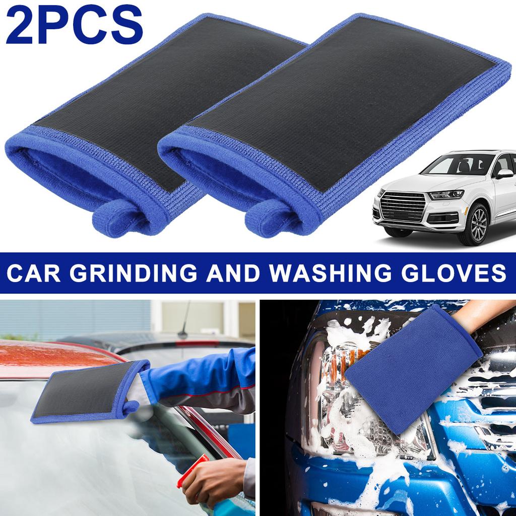 2Pcs Car Cleaning Glove Clay Mitt Non-Scratch Fiber Auto Detailing Mitt Wash Car Paint Scratch Free Cleaning Clay Glove